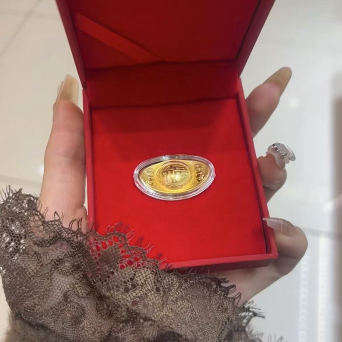 999足金新居入伙金元宝黄金招财进宝礼盒摆件送朋友新婚礼物