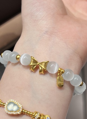 正品黄金999足金在逃公主手链女蝴蝶结送女友老婆七夕情人节礼物