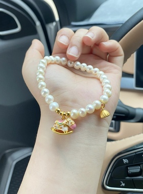 正品新款黄金足金999小木马摇摇马手链 送女友老婆七夕情人节礼物