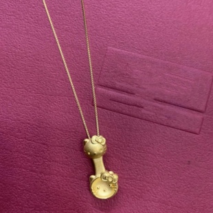 黄金KT勺吊坠足金999凯蒂猫hello kitty项链女送女友老婆七夕礼物