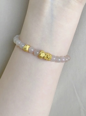 貔休貔貅手链黄金转运珠福袋纯金招财皮丘999足金送女友七夕礼物