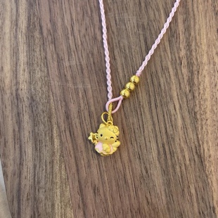 足金999hello kitty项链吊坠黄金KT猫蝴蝶结送女友老婆七夕礼物