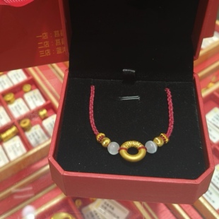 新款黄金吊坠999足金平安扣小金珠项链女 送女友七夕情人节礼物