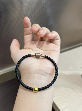 正品diy字母黄金转运珠情侣手链女纯金999足金本命年手绳520礼物