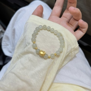 正品黄金helloKitty猫手链女足金和田玉KT猫手镯情人节礼物送女友