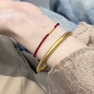 正品新款黄金足金999手链女红绳碎金子小金圈 送女友老婆七夕礼物