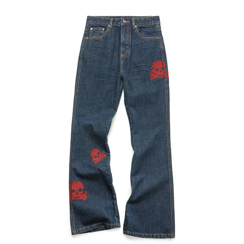 汉字骷髅印花牛仔裤HENTAISKELETONJEANS