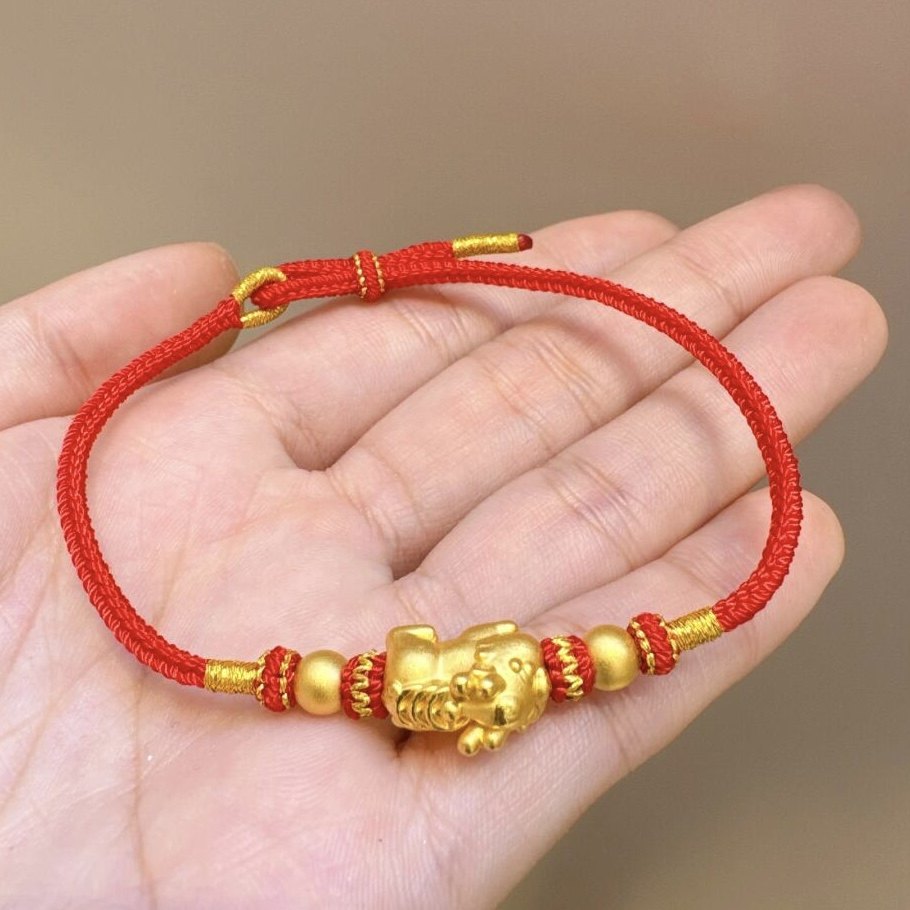 正品黄金999足金招财貔貅宝宝手链转运珠皮丘送女友老婆七夕礼物