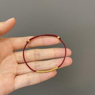 正品新款黄金足金999手链女红绳碎金子小金圈 送女友老婆七夕礼物