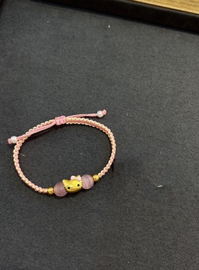 烤漆kitty黄金手链女凯蒂猫KT猫999足金送女友老婆七夕情人节礼物