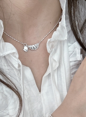 925通体纯银牛角包项链轻奢百搭小众设计气质锁骨链清冷感送礼物