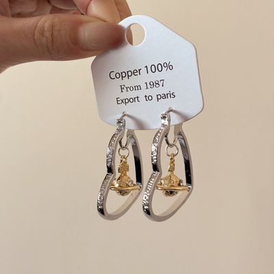 金属爱心耳扣流苏土星耳坠2025新款爆款欧美耳环轻奢高级耳饰