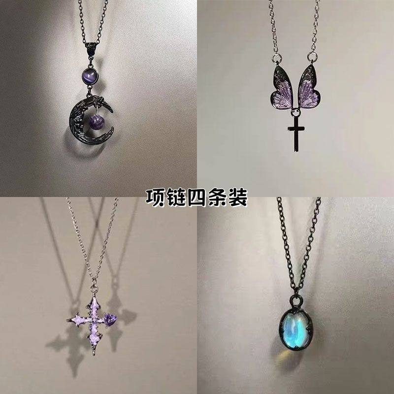 哥特NightForest紫色项链辣妹长款古着饰品复古朋克图片