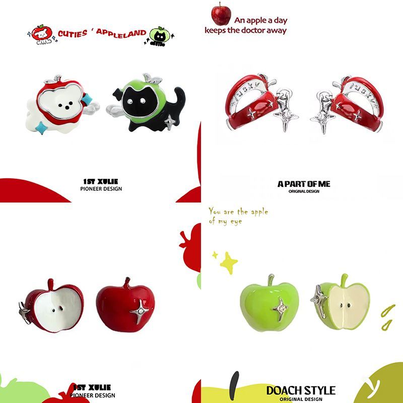 敲可爱!苹果猫狗乐园耳夹耳饰原创小众设计高级感无耳洞耳骨夹