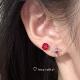 lazy catty甜酷红色系小蛇缠绕十字架耳骨钉个性 独特耳蜗钉女