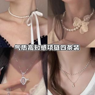 rosepeach富家千金原创法式珍珠项链choker波点缎带新款复古锁骨