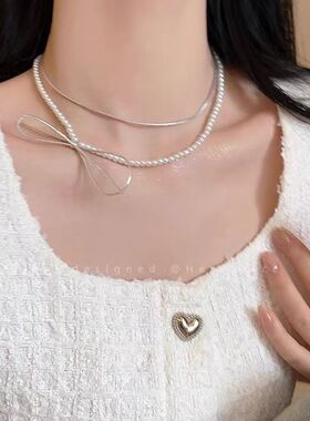 韩系甜妹~韩系少女蝴蝶结气质甜美风丝带项链气质锁骨链