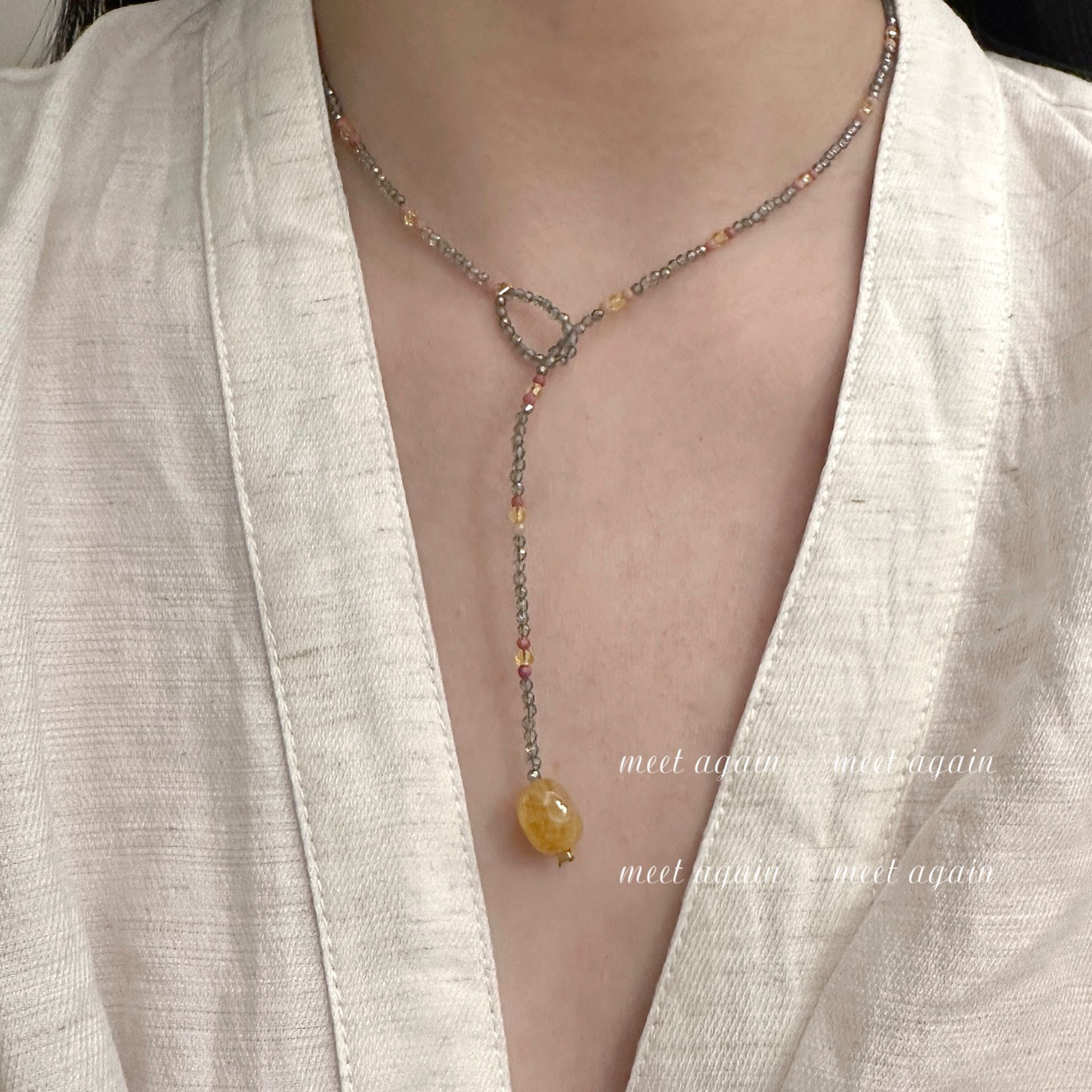 Meet again 落满枝 新中式民族风手作串珠项链复古锁骨链