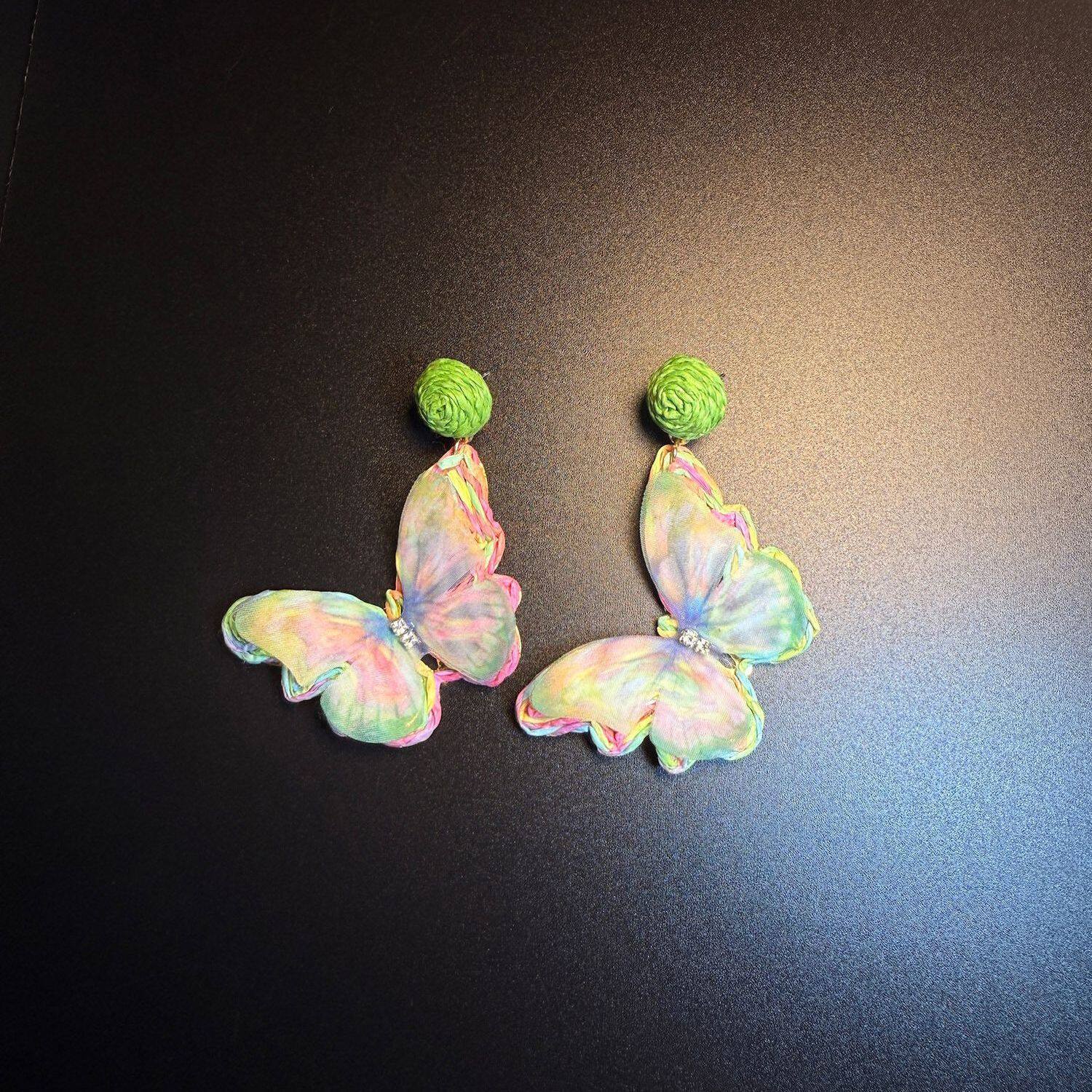 Vintage古着Dream Flutter夏日梦幻蝴蝶耳环度假风耳夹耳饰