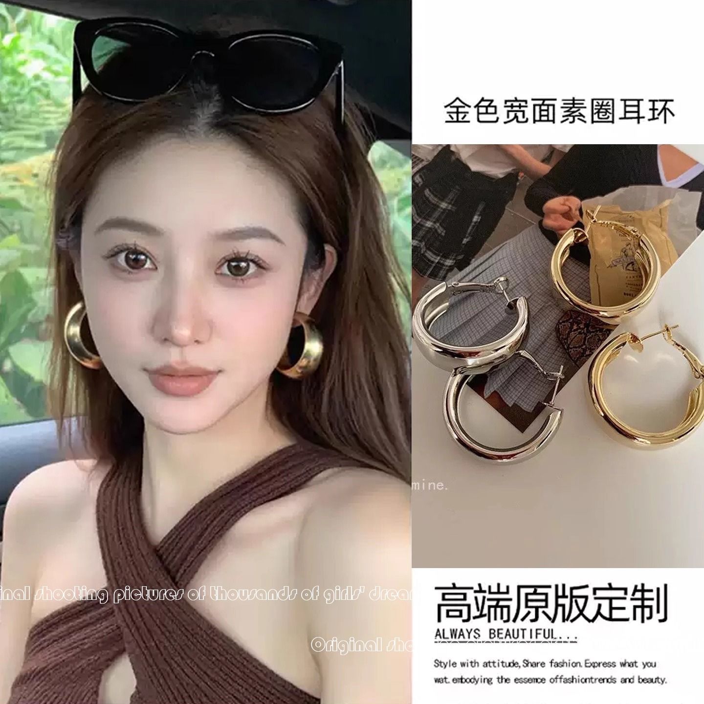 超显脸小耳圈~夸张银色圆圈耳环女小众设计感高级气质百搭耳饰