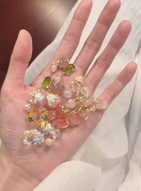 合金耳饰 春夏耳夹合集~十里花香 小清新花朵耳饰甜美蚊香盘耳夹