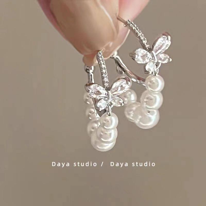 蝴蝶落在心坎里了~轻奢法式度假风耳钉复古高级小众设计仙气质ins,饰品/流行首饰/时尚饰品新,耳钉,淘宝优惠券,粉丝福利购,淘宝优惠卷