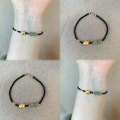 金色小鱼黑绳珠珠高级感手链女款 新中式 简约极细转运珠手串女