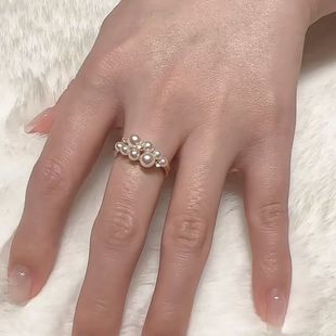 月映珠华法式迷你珍珠戒指2026新款时尚轻奢百搭个性甜美千金指环
