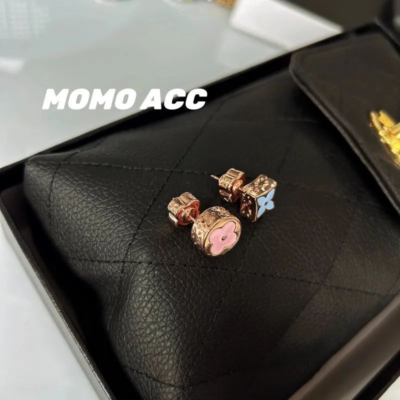 玫瑰金滴釉老花不对称AB版高级感气质耳钉2025新款百搭设计耳饰