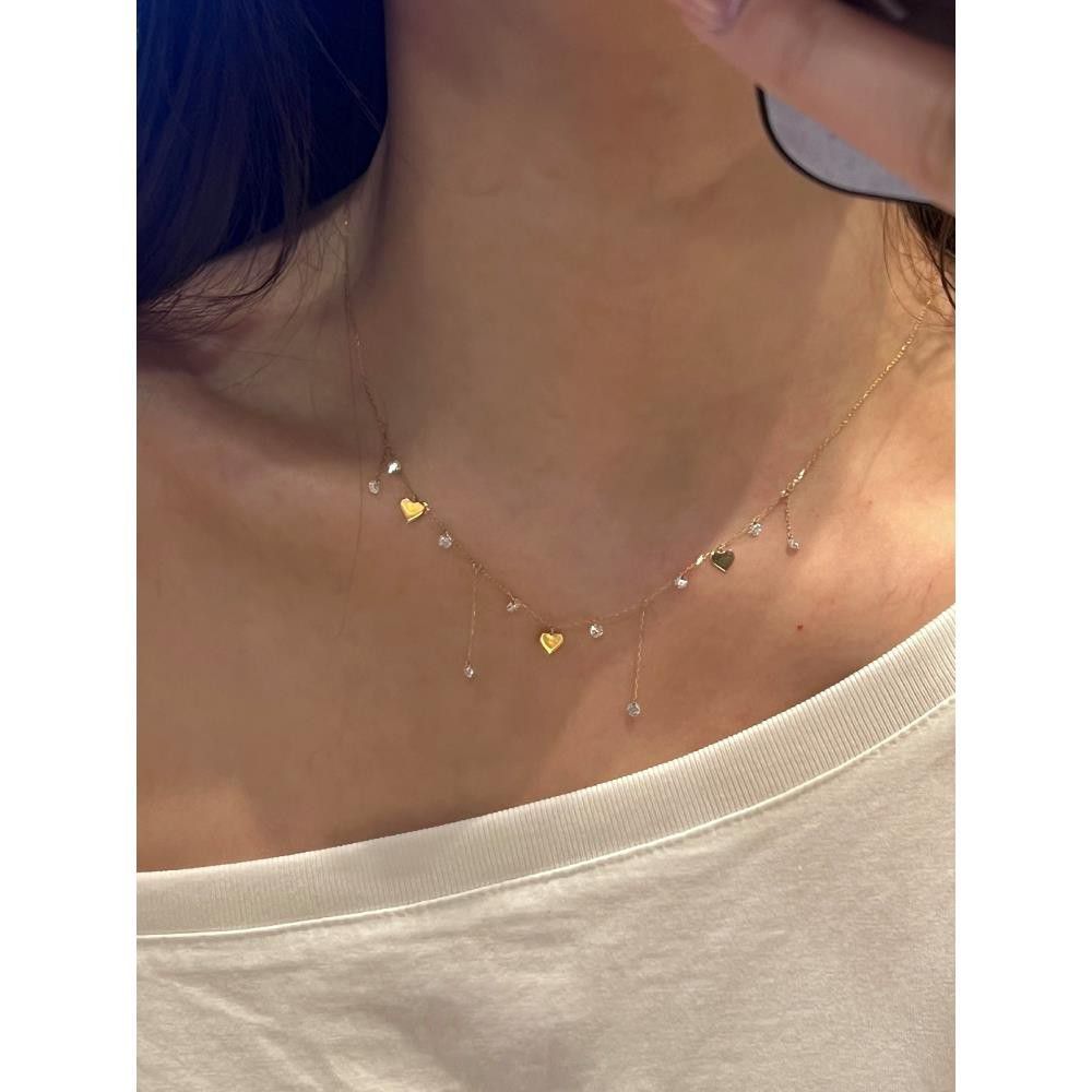法式爱心流苏项链女配饰高级感轻奢小众复古千金气质百搭锁骨颈链