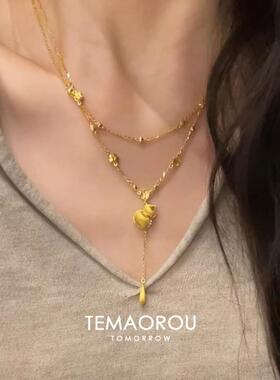 【金缕叠情】双层葫芦金色夏天叠戴项链女新中式锁骨链复古高级感