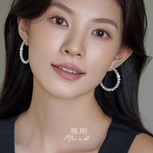 銀色耳圈蚊香盤設(shè)計無耳洞耳飾氣質(zhì)耳環(huán)女 慕斯無痛耳夾 碎銀