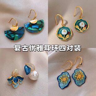 高级感复古扇形耳环不规则几何半圆耳钩小众设计气质优雅爆款耳饰