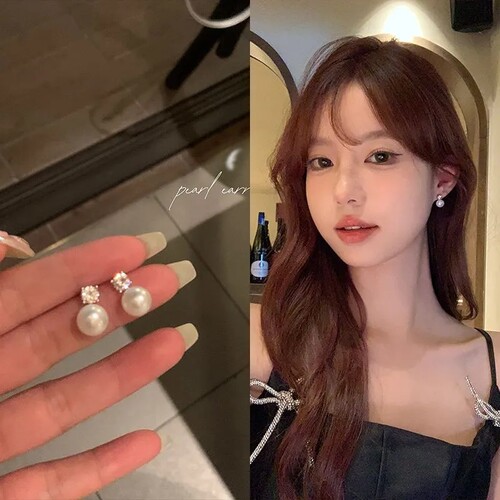 珍珠耳钉设计感ins小众