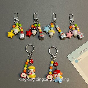 卡通苹果小人物卡通车钥匙扣手机壳挂件挂饰创意书包包包挂链女款