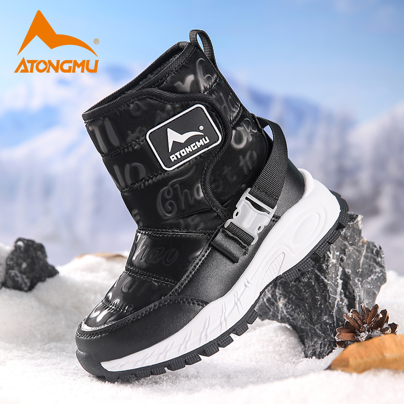 阿童木男童雪地靴冬季皮毛一体防水防滑靴子女童加绒加厚儿童棉鞋