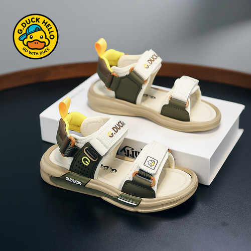 小黄鸭男童凉鞋夏季2025新款露趾轻便休闲儿童软底防滑运动沙滩鞋