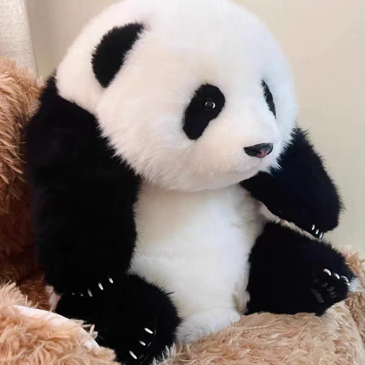 熊猫工厂 旗舰店福宝花花萌兰仿真玩偶羊毛乳胶款生日情人节礼物-