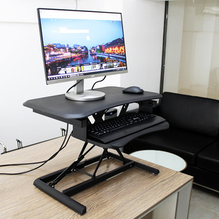 折叠电脑桌办公桌上增高架可升降桌移动站着工作台 站立笔记本台式