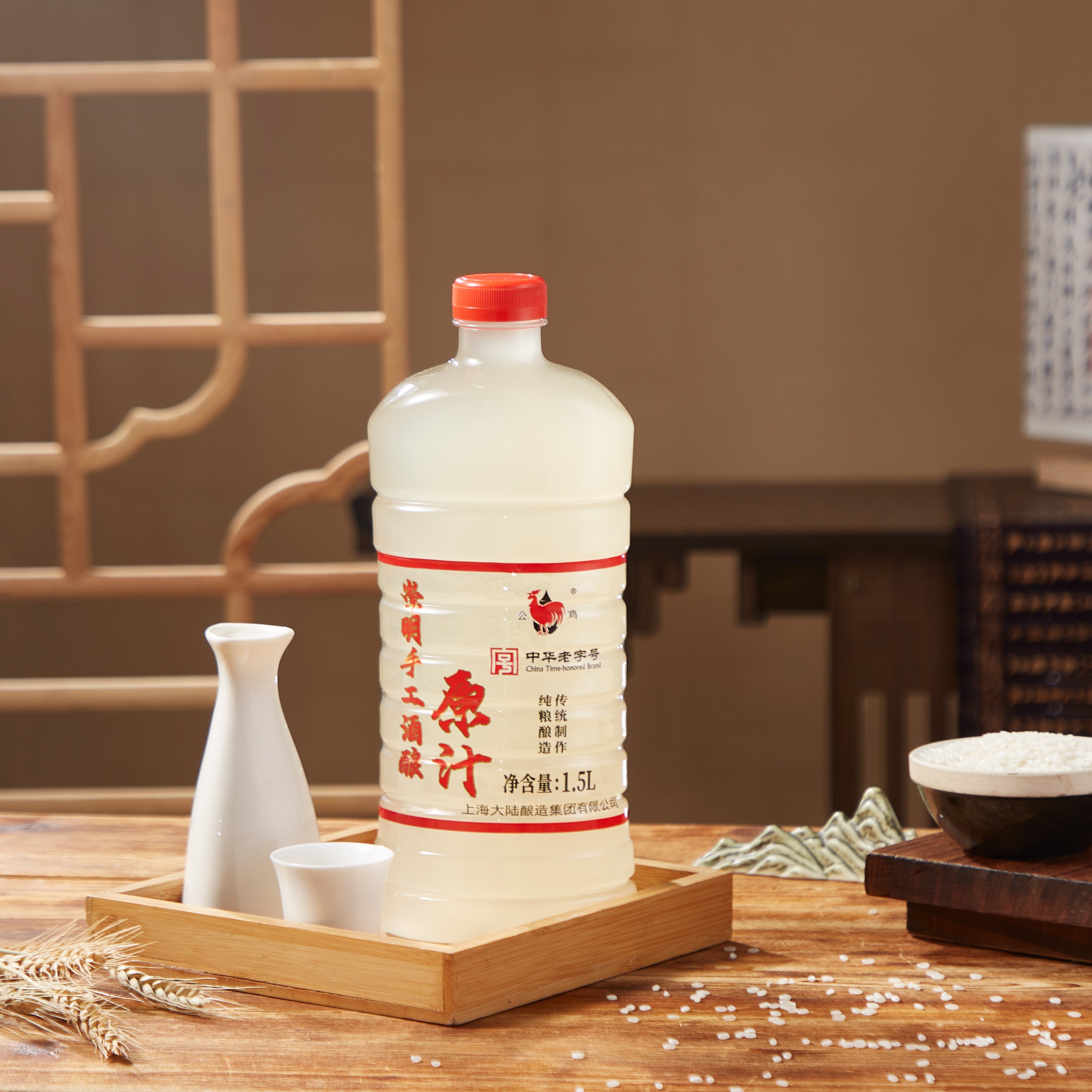 中华老字号大陆公鸡手工酒酿原汁1.5L桶装甜酒糯米酒崇明特产米酒