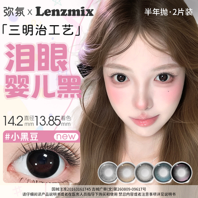弥氛美瞳半年抛2片非离子学生日常自然黑棕扩瞳大小直径隐形眼镜