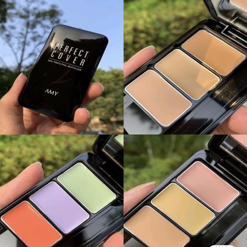 amy/安美官方官网旗舰化妆品三色遮瑕膏盘笔遮盖黑眼圈遮雀斑痘印