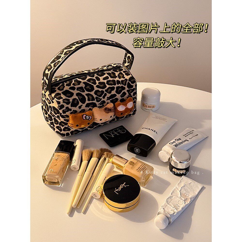 包包女新款可爱帆布手提包大容量化妆包辣妹豹纹轻奢便携零钱包