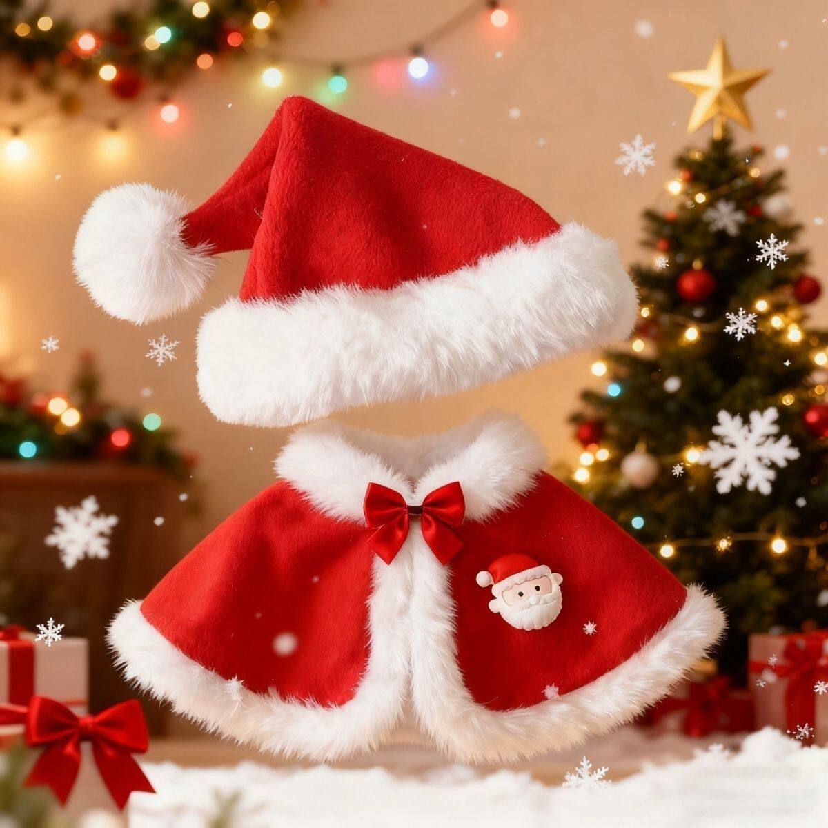 20cm娃衣10cm棉花娃娃衣服圣诞衣服现货斗篷披风套装属性拜年玩偶