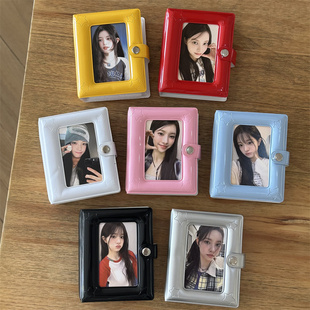 ins爆款星星漆皮一宫格卡册按扣3寸拍立得相册爱豆小卡卡包收纳册