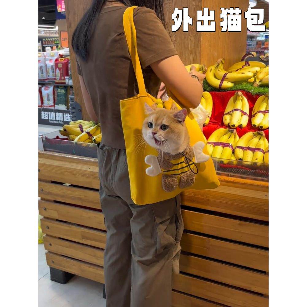 斜挎猫包便携外出轻便款高颜值防应激露头宠物包小型犬手提帆布包