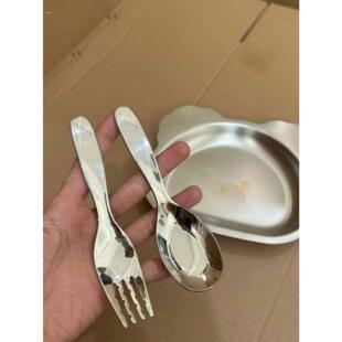 16L不锈钢勺子儿童吃饭宝宝调羹叉子汤勺小饭勺便携勺勺叉套装