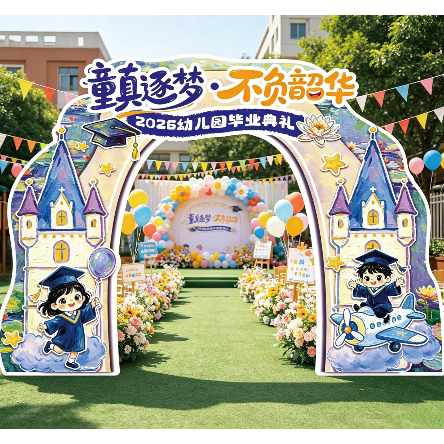 幼儿园毕业拱门背景墙套装
