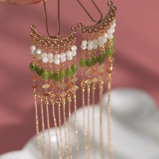 丝雨-风晚林原创古风汉服配饰长流苏发簪掩鬓多用仙气步摇小发钗