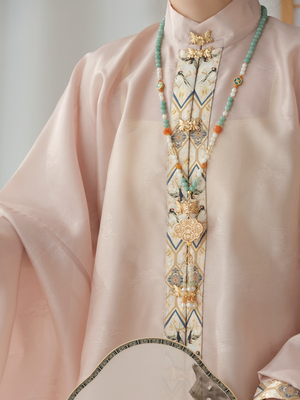 风晚林原创古风天然石长流苏璎珞背云明制汉服配饰项链青玉案